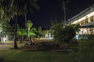 Night view of the park and sea side Hotel